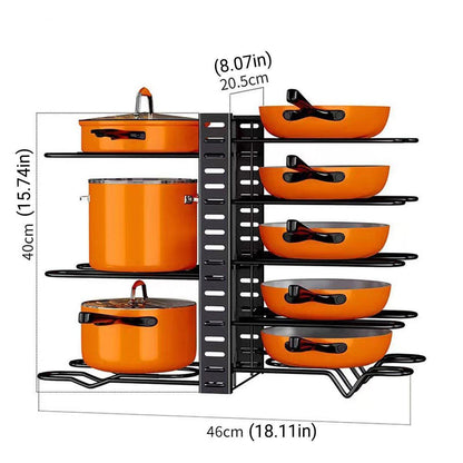Adjustable Multi Layer Pot Lid Rack Vertical Storage Organizer Countertop Holder
