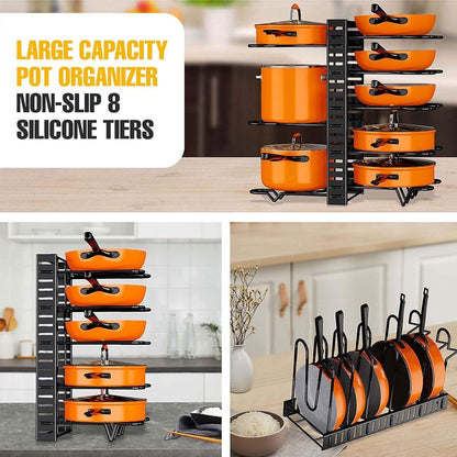 Adjustable Multi Layer Pot Lid Rack Vertical Storage Organizer Countertop Holder