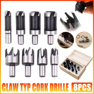 8 PCS Wood Plug Hole Cutter Dowel Maker Cutting Tools Shank Drill Bits With Box