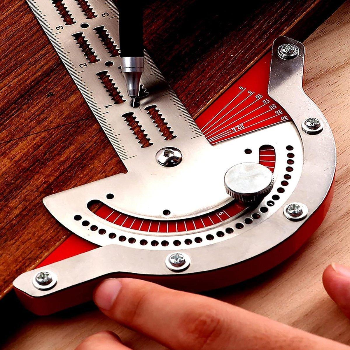 Woodworking Edge Ruler Protractor Angle Measuring Tool Carpenter - 15 inch