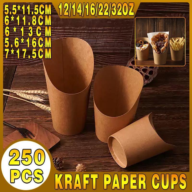 French Fries Holder Kraft Paper Cups Holder Disposable Paper Cups - 22OZ - Factory Direct Shop