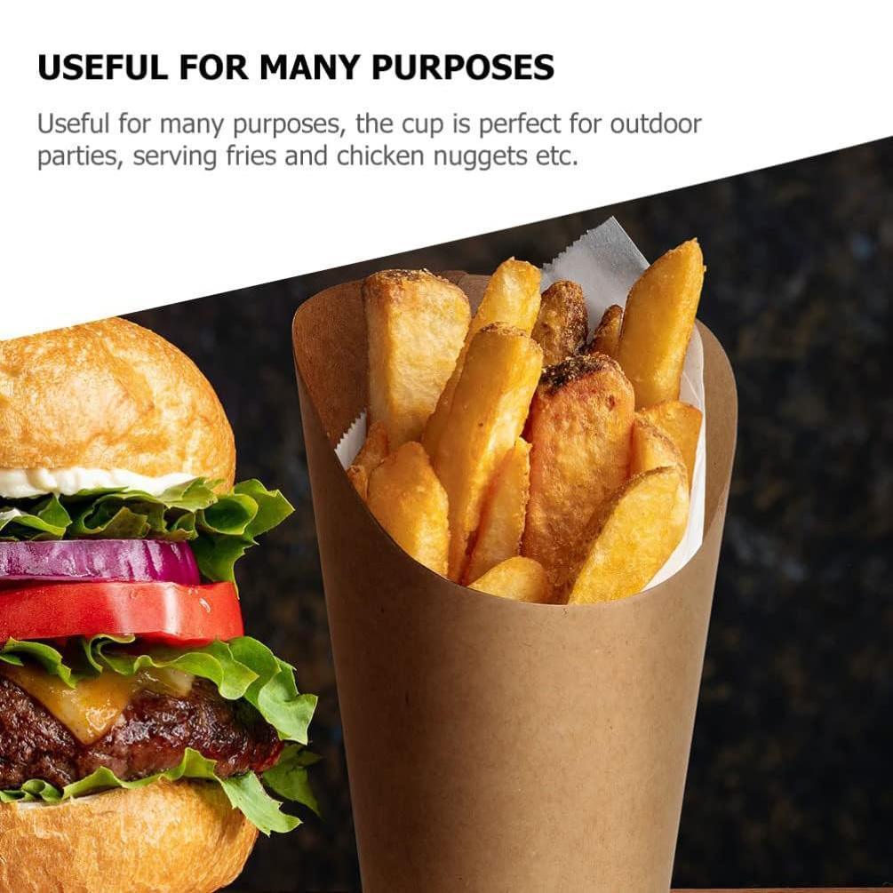 French Fries Holder Kraft Paper Cups Holder Disposable Paper Cups - 22OZ - Factory Direct Shop