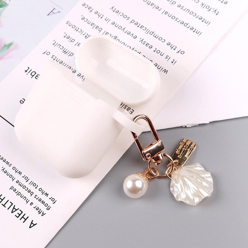 Womens Cute Key Rings Shell Heart Pearl Shape Keychain Charm Bag Hanger Pendants - C