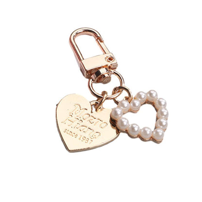 Womens Cute Key Rings Shell Heart Pearl Shape Keychain Charm Bag Hanger Pendants - B