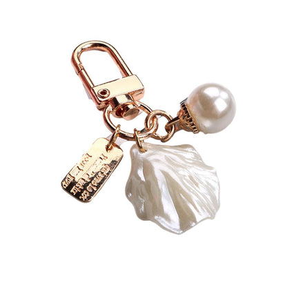 Womens Cute Key Rings Shell Heart Pearl Shape Keychain Charm Bag Hanger Pendants - 5
