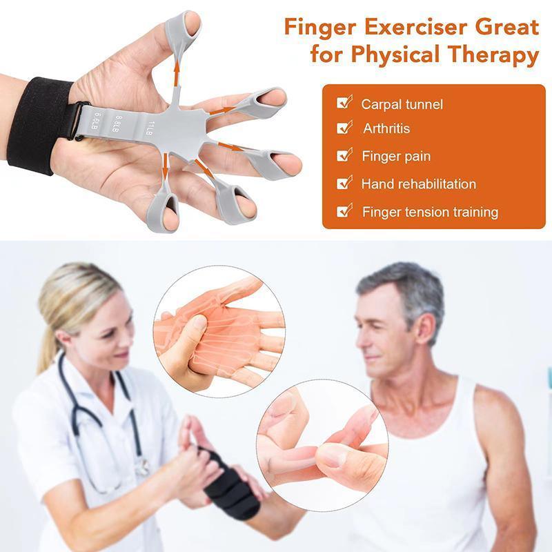 Finger Exerciser Strength Gripper Forearm Trainer Hand Grip Strengthener Therapy - 3# Black (Large Strength)