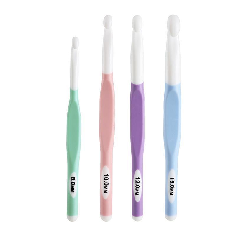 4pcs Weave Yarn Craft Tools Ergonomic Handle Non-Slip Knitting Needles Crochet Hooks