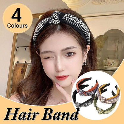 Women Lady Retro Boho Embroidery Cotton Wide Hair Headband Head Wrap Band hoop - Red