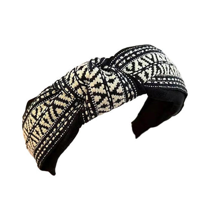 Women Lady Retro Boho Embroidery Cotton Wide Hair Headband Head Wrap Band hoop - Green