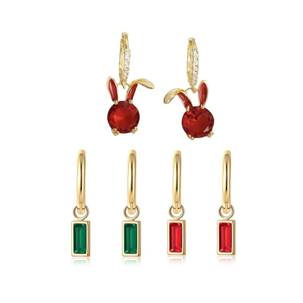 Fashion Gold Zircon Earrings Stud Drop Dangle Wedding Best Gift For Women - Bunny-Ears
