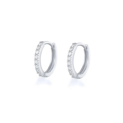 7sizes Hoop Earring Silver Zirconia Ear Huggie Hoop Cartilage Piercing Jewellery - Silver-7mm