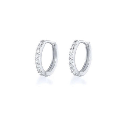 7sizes Hoop Earring Silver Zirconia Ear Huggie Hoop Cartilage Piercing Jewellery - Silver-7mm