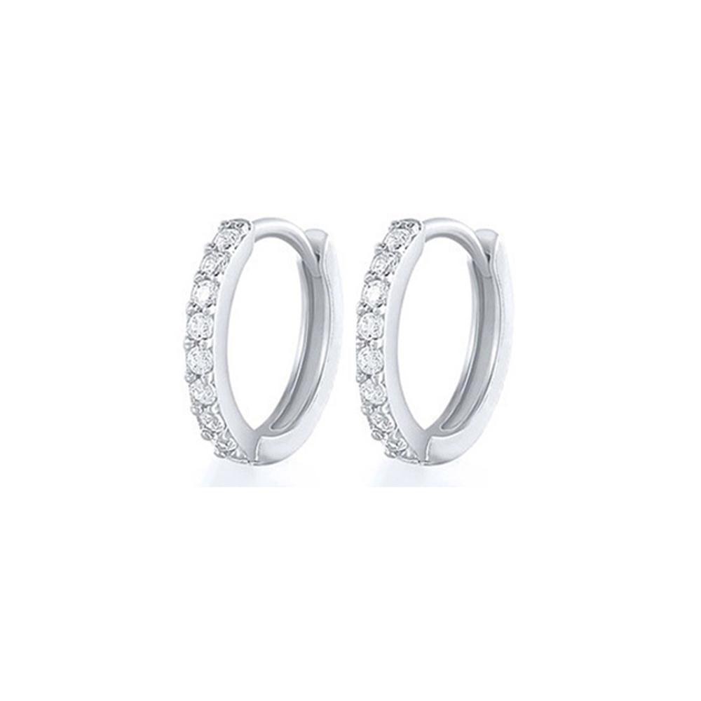 7sizes Hoop Earring Silver Zirconia Ear Huggie Hoop Cartilage Piercing Jewellery - Silver-5mm