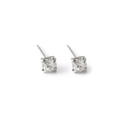 4/5mm Cushion Lab-Created Diamond Stud Earrings Women's 14K White Gold Finish - 4MM