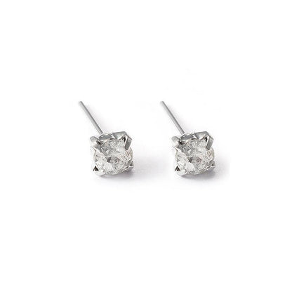 4/5mm Cushion Lab-Created Diamond Stud Earrings Women's 14K White Gold Finish - 5MM