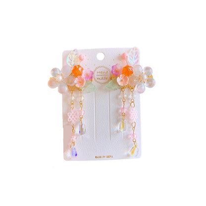 2Pcs Hanfu Flower Hair Clip with Pearl Tassel Butterfly Hairpin for Women and Girls Party - 4