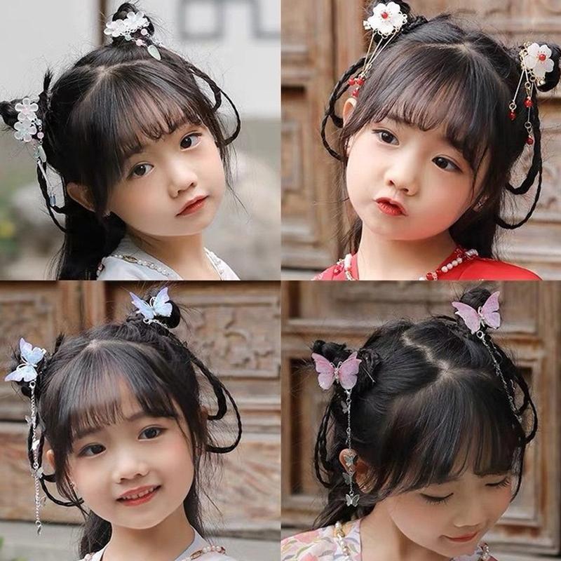 2Pcs Hanfu Flower Hair Clip with Pearl Tassel Butterfly Hairpin for Women and Girls Party - 15