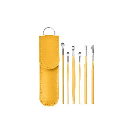 6Pcs Earpick Ear Wax Curette Ear Cleaner Remover Spoon Ear Cleaning Tool Kit - Purple