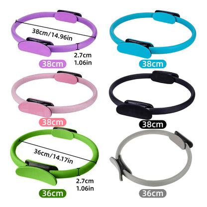 6 Colours Pilates Yoga Ring Magic Circle Fitness Equipment for Toning Slim Legs - Pink