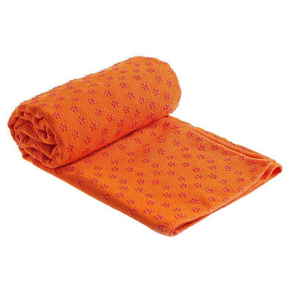 Non Slip Yoga Towel Mat Microfiber Fitness Gym Exercise Blanket with Carry Bag - Orange