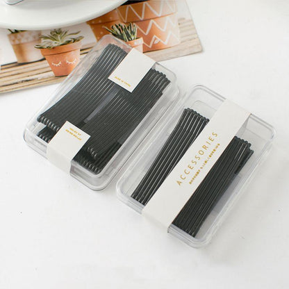 40 PCS Short Black Waved Hair Pins Bobby Pins Grips Salon Dance Hair Accessories - Long Flat Clip