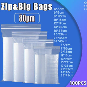 100X Bulk Clear Resealable PE Plastic Zip Bags - 6*8cm 100PCS