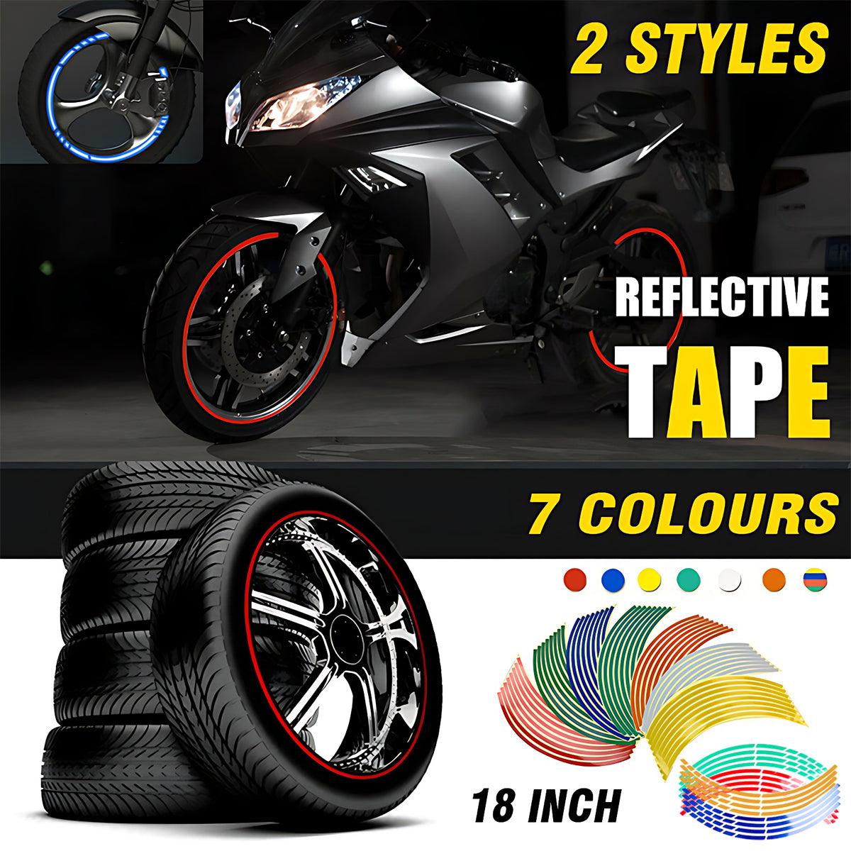18inch Reflective Rim Tape Wheel Stripe Decal Trim Sticker For Car Motorcycle - Reflective Silver