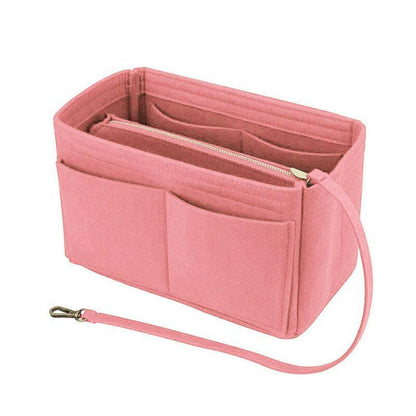 Felt Handbag Organizer Insert with Multiple Pockets for Tote and Purse - Red L Size