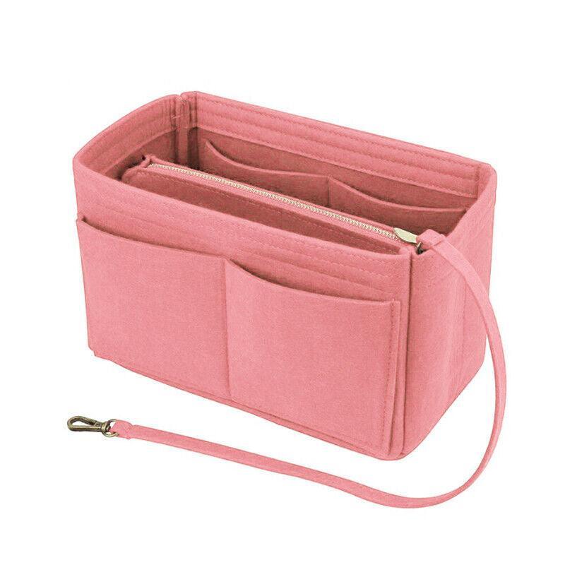 Felt Handbag Organizer Insert with Multiple Pockets for Tote and Purse - Coffee L Size