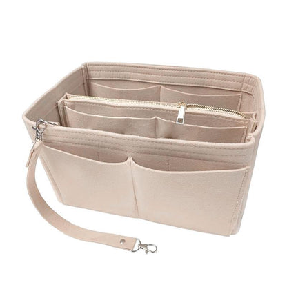 Felt Handbag Organizer Insert with Multiple Pockets for Tote and Purse - Coffee XL Size