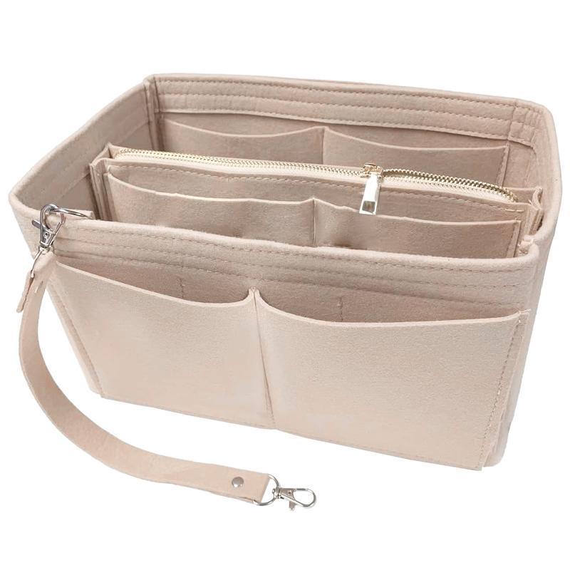 Felt Handbag Organizer Insert with Multiple Pockets for Tote and Purse - Pink XL Size