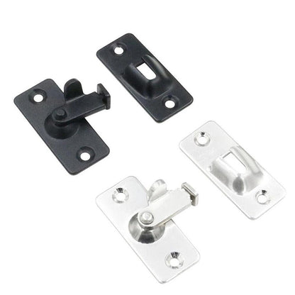 90 Degree Sliding Door Lock Hasp - Stainless Steel Corner Latch - Black-2PCS