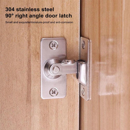 90 Degree Sliding Door Lock Hasp - Stainless Steel Corner Latch - Black-2PCS