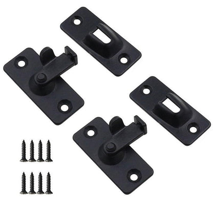 90 Degree Sliding Door Lock Hasp - Stainless Steel Corner Latch - Black-2PCS