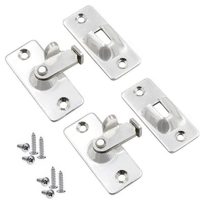 90 Degree Sliding Door Lock Hasp - Stainless Steel Corner Latch - Black-2PCS