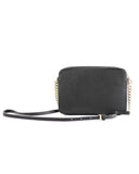 Michael Kors Women's Jet Set Large East West Saffiano Leather Crossbody Bag Handbag (Black Solid/Gold Hardware) - One Size