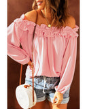 Azura Exchange Ruffled Off Shoulder Blouse with Puff Sleeves - L