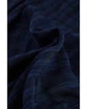 Azura Exchange Navy Plaid Print V Neck Short Sleeve Shirt - M