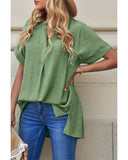 Azura Exchange Plaid Print V Neck Short Sleeve Shirt - S