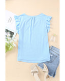 Azura Exchange Solid V Neck Butterfly Sleeve Tee - L