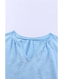 Azura Exchange Solid V Neck Butterfly Sleeve Tee - L
