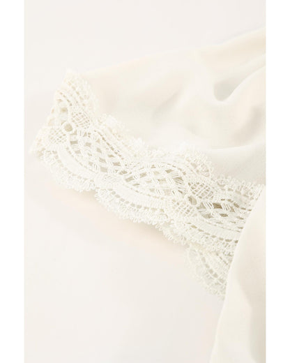 Azura Exchange Lace Splicing V Neck Blouse - S