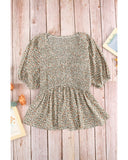 Azura Exchange Puff Sleeve Smocked Top with Floral Print - S