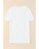 Azura Exchange Knitted Hollow-out Short Sleeve T Shirt - 2XL