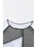 Azura Exchange Color Block Rib Knit Top with Irregular Seaming Trim - M