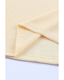 Azura Exchange Puff Sleeve Waffle Knit Top - S