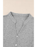 Azura Exchange Rib Knit Split Neck Pullover Top - L