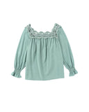 Azura Exchange Hollow-out Scalloped Neck Blouse - L
