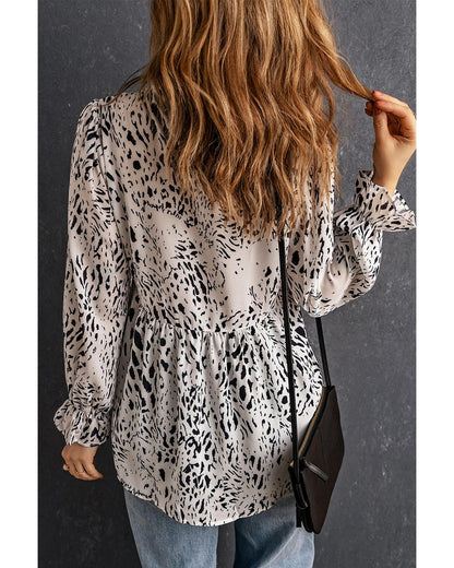 Azura Exchange Frilled Neck Blouse - S