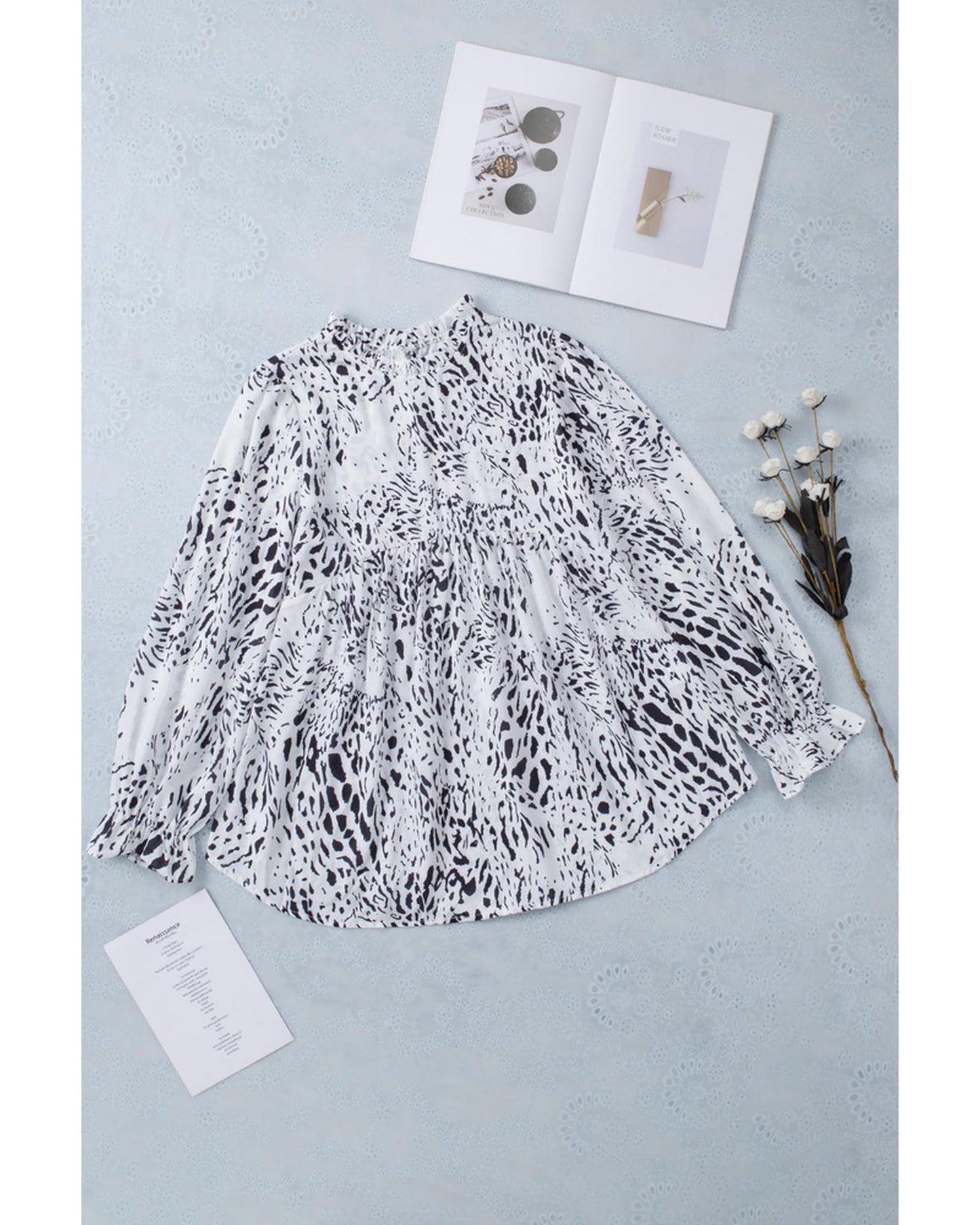 Azura Exchange Frilled Neck Blouse - S